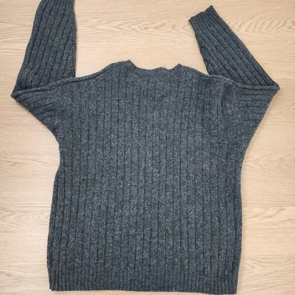 Eddie Bauer Wool Blend Sweater Mens XXL Gray V Neck Chunky Vintage Knit EUC - Picture 3 of 10